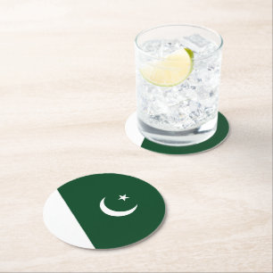 Pakistan flag round paper coaster