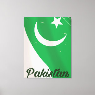 Pakistan flag vintage travel poster canvas print