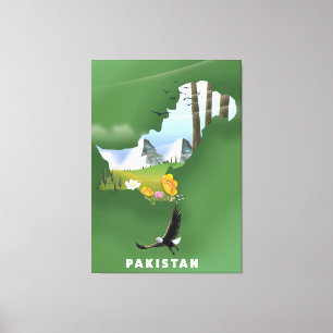 Pakistan illustrated travel map. canvas print