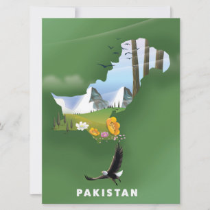 Pakistan illustrated travel map. invitation
