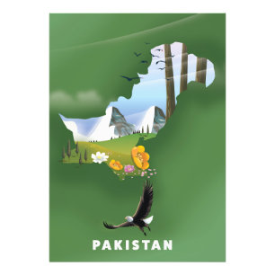 Pakistan illustrated travel map. photo print
