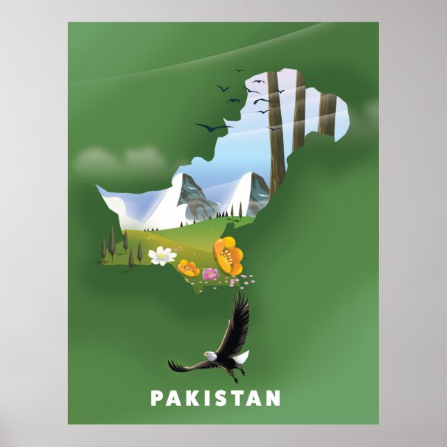 Pakistan illustrated travel map. poster (Front)