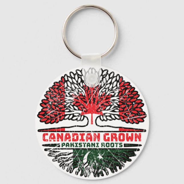 Pakistan Pakistani Canadian Canada Tree Roots Flag Key Ring (Front)
