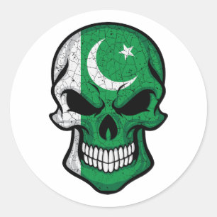 Pakistan Smiling Skull Flag Classic Round Sticker