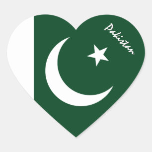 Pakistan Sticker, Heart, Patriotic Pakistani Flag Heart Sticker