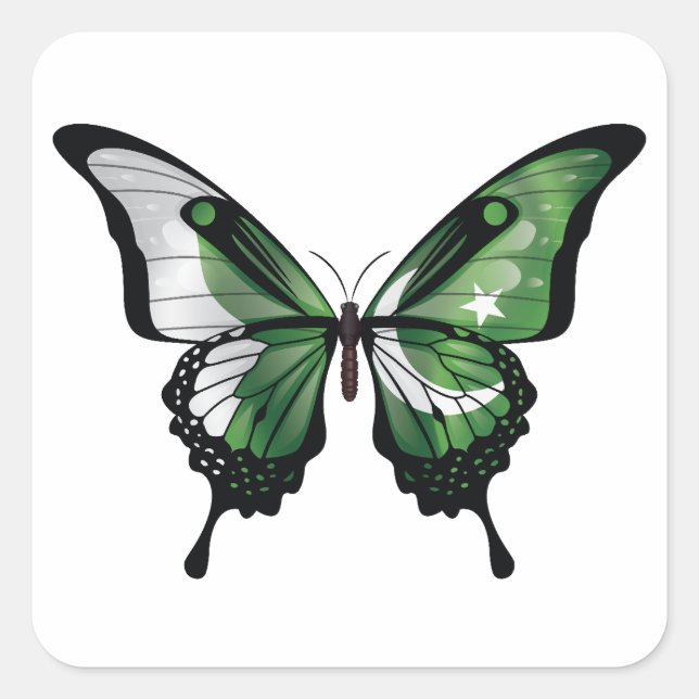 Pakistan Swallowtail Butterfly Flag Square Sticker (Front)