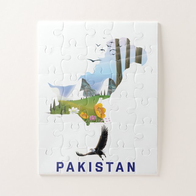 Pakistan travel poster map jigsaw puzzle (Vertical)