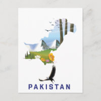 Pakistan travel poster map