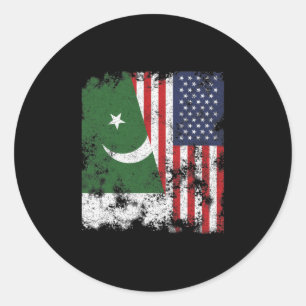 Pakistan USA Flag - Half American Classic Round Sticker