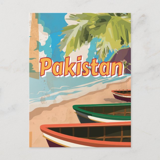 Pakistan Vintage vacation Poster Postcard (Front)