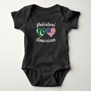 Pakistani American Flag Hearts Baby Bodysuit