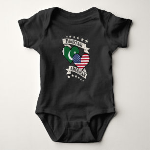 Pakistani American Heart Flags Pakistan America Baby Bodysuit