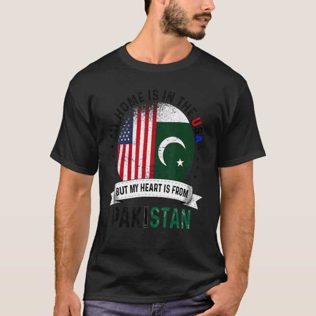 Pakistani American Patriot Heart Is From Pakistan  T-Shirt (Front)