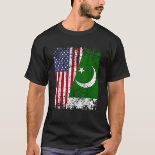 PAKISTANI ROOTS Half American Flag PAKISTAN T Shir T-Shirt