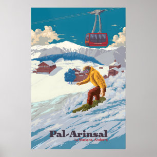 Pal Arinsal Andorra Snowboarding Travel Poster
