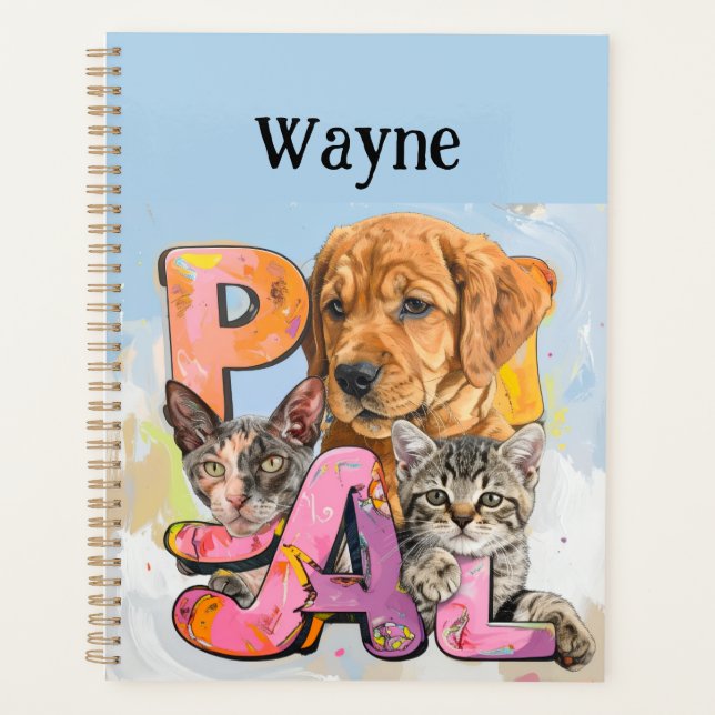 Pal Dog and Cats Plus Personalise Name  Planner (Front)