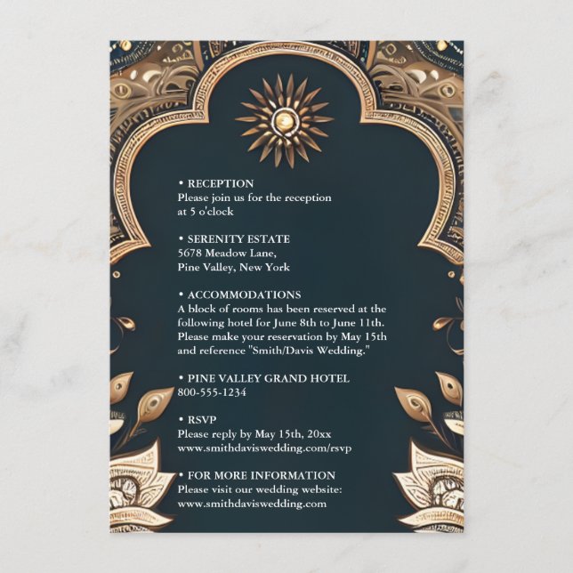 Palace Hindi Henna Mehndi Indian Style Wedding Enclosure Card (Front)
