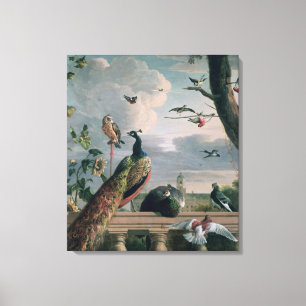 Palace of Amsterdam with Exotic Birds Canvas Print