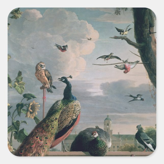 Palace of Amsterdam with Exotic Birds Square Sticker (Front)