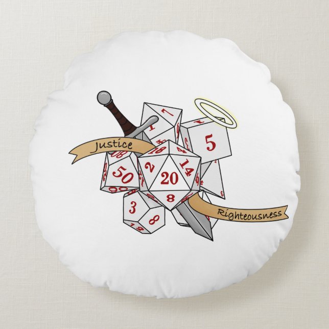 Paladin Dice Design Round Cushion (Front)