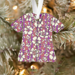 Palaka Pareau Hawaiian Check Hibiscus Aloha Shirt Ornament