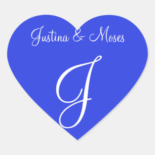 Palatinate Blue Your Own Monogrammed Weddings Heart Sticker