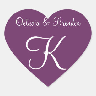Palatinate Purple Customisable Monogram Invite Heart Sticker