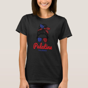 Palatine Illinois Retro Messy Bun T-Shirt