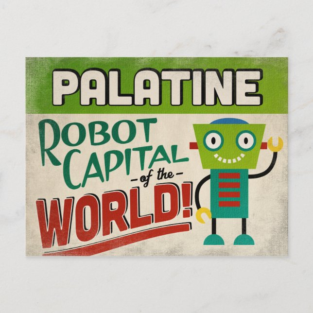 Palatine Illinois Robot - Funny Vintage Postcard (Front)