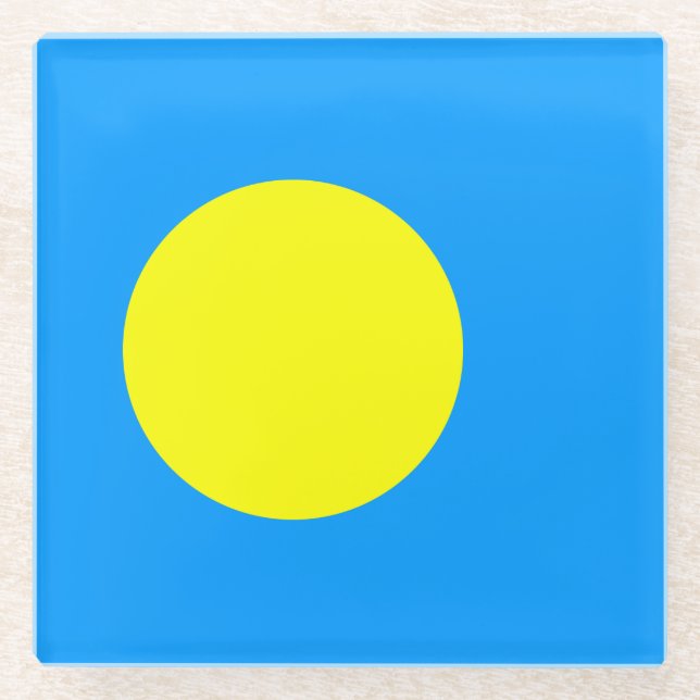 Palau Flag Glass Coaster (Front)
