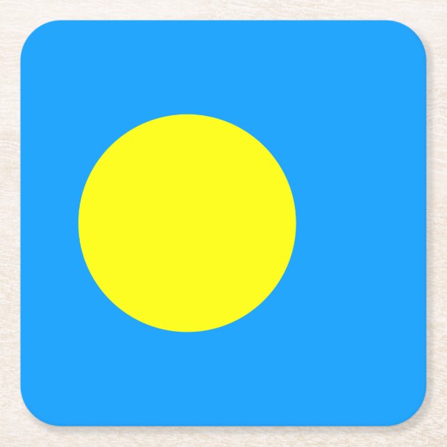 Palau Flag Square Paper Coaster (Front)