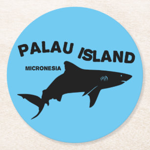 Palau Island Scuba Diving With Sharks Round Paper Coaster