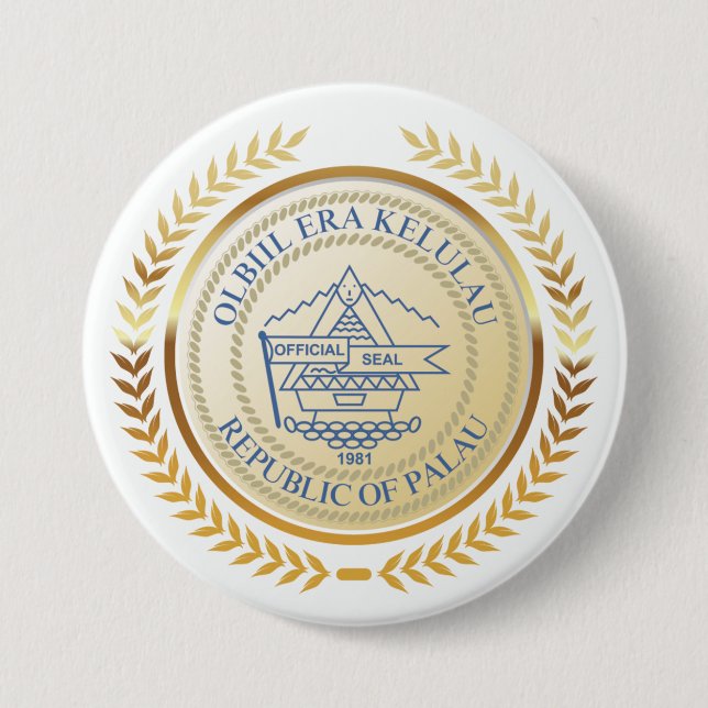 Palau Official Seal 7.5 Cm Round Badge (Front)