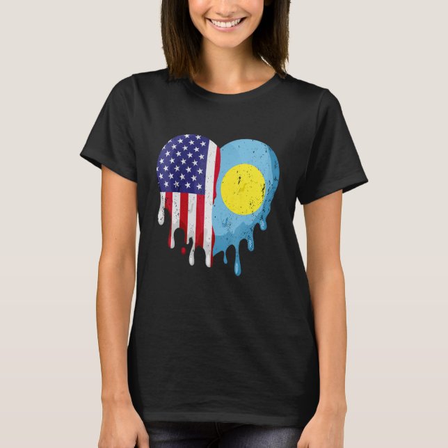 Palauan American Patriot Grown Country Melting Hea T-Shirt (Front)
