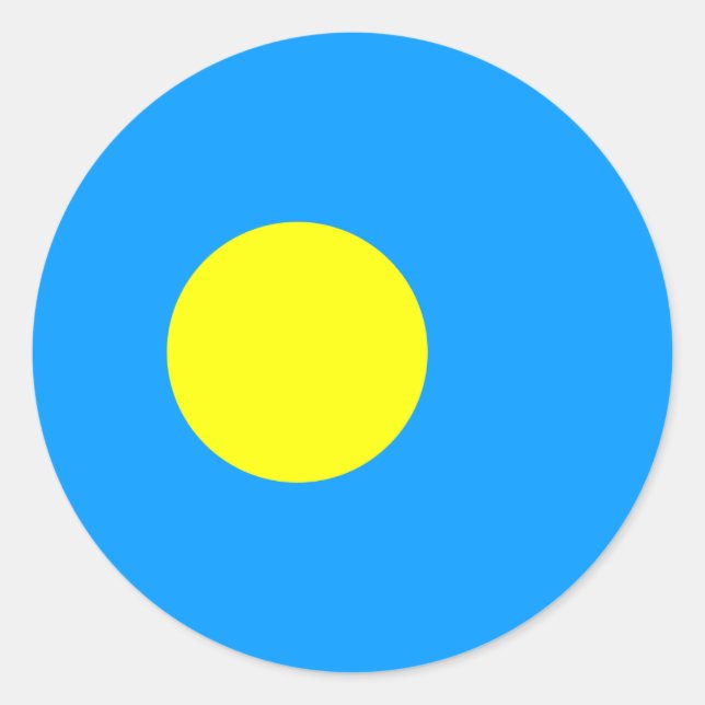 Palauan Flag, Flag of Palau Classic Round Sticker (Front)