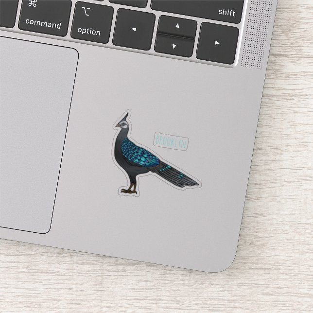 Palawan peacock pheasant bird cartoon illustration (Detail)
