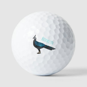 Palawan peacock pheasant bird cartoon illustration golf balls