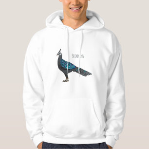 Palawan peacock pheasant bird cartoon illustration hoodie