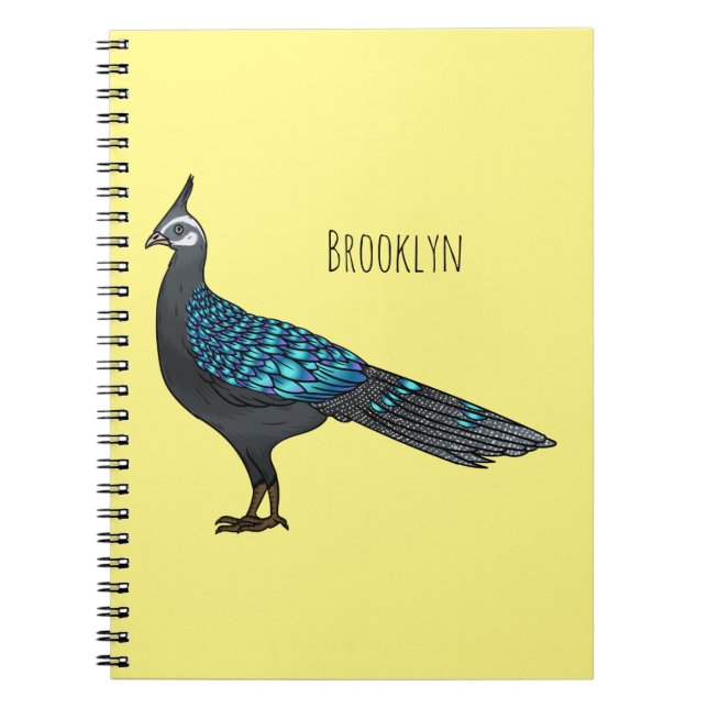 Palawan peacock pheasant bird cartoon illustration notebook (Front)