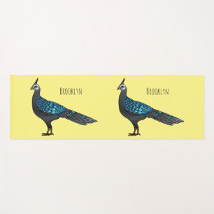 Palawan peacock pheasant bird cartoon illustration yoga mat
