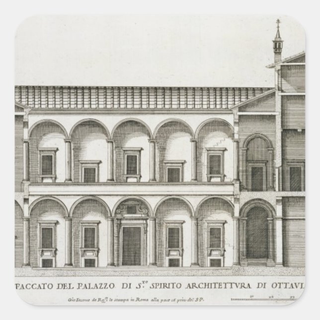 Palazzo di Santo Spirito, from 'Palazzi di Roma', Square Sticker (Front)