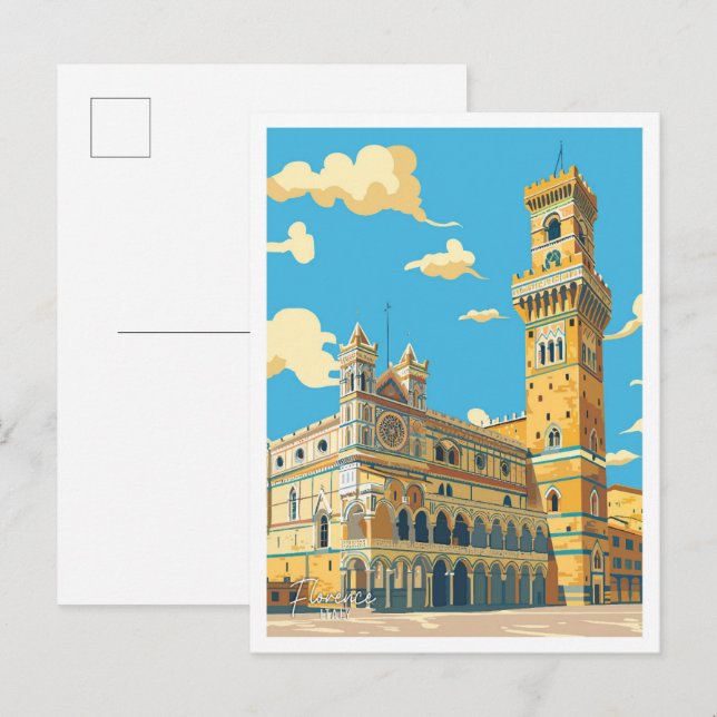 Palazzo Vecchio Florence Italy Vintage Travel Postcard (Front/Back)
