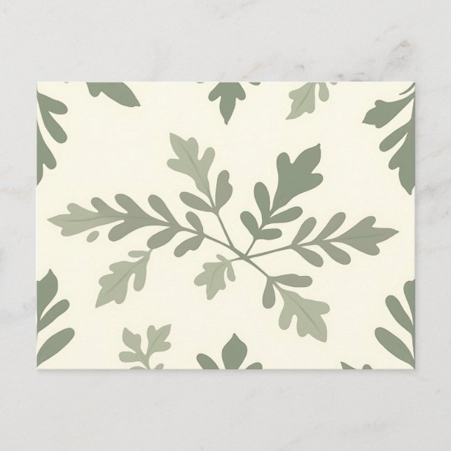 Pale and Dark Green Leaf Pattern Elegant Botanical Postcard (Front)