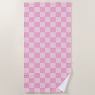 Pale and Light Pink Montone Chequered Beach Towel