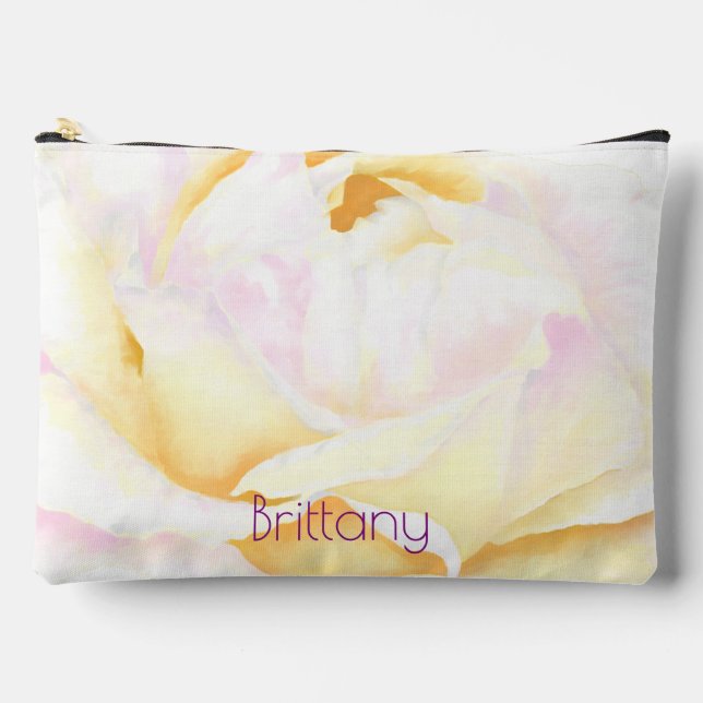 Pale and Pink Rose Accessory Pouch (Front)