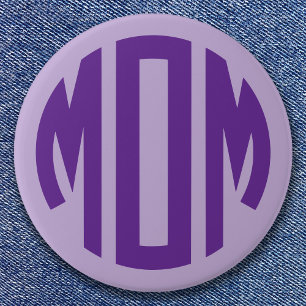 Pale and Royal Purple Circle Monogram MOM 7.5 Cm Round Badge