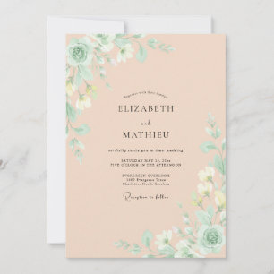 Pale Apricot Painted Wedding Invitation