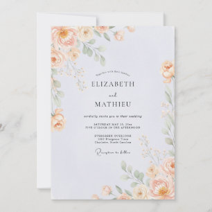 Pale Apricot Watercolor Wedding Invitation