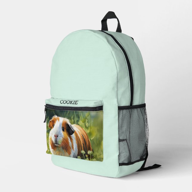 Pale Aqua Custom Pet Photo Printed Backpack (Back Corner Right)