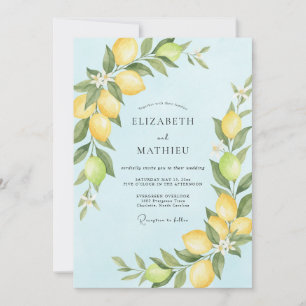 Pale Azure Citrus Eucalyptus Wedding Invitation